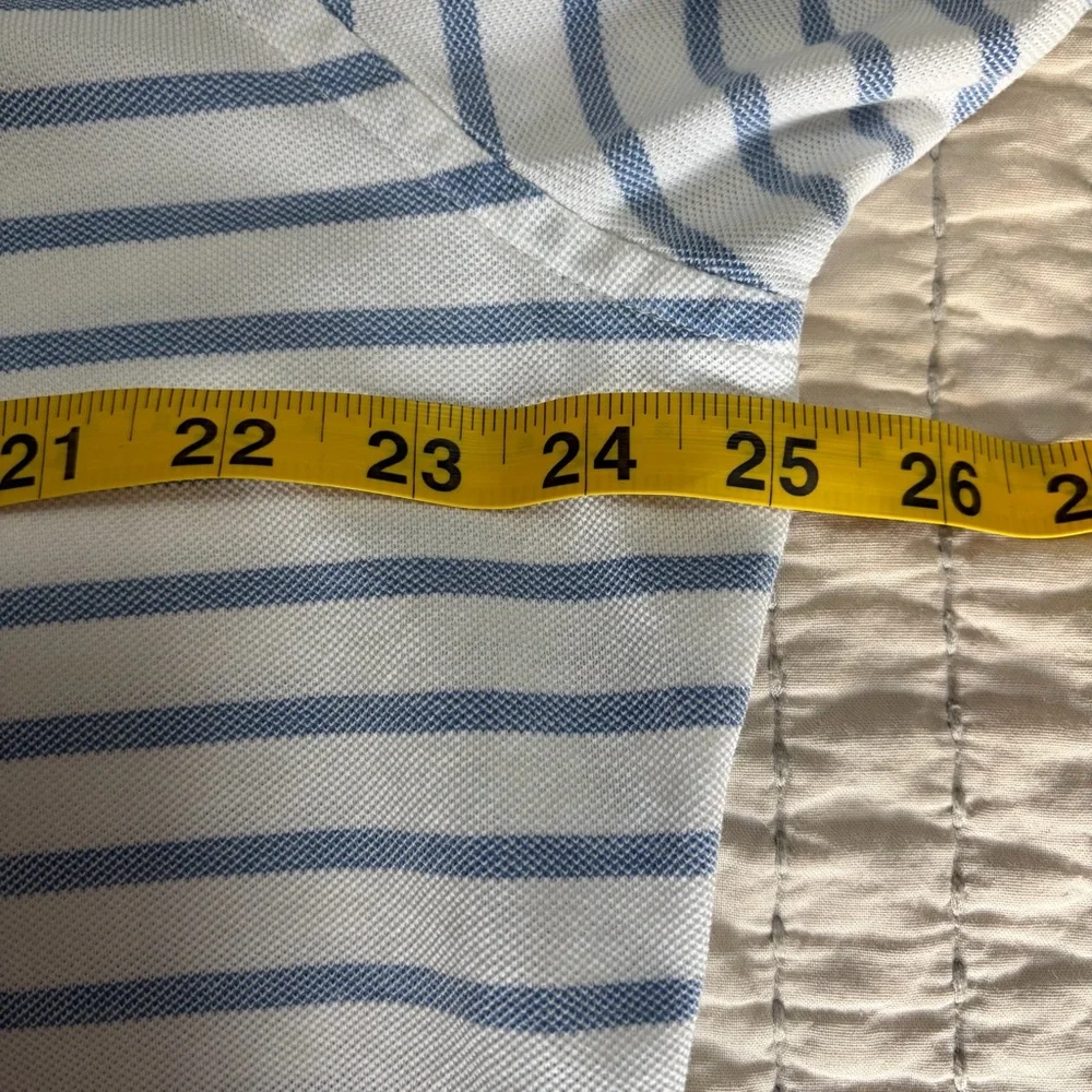 Ralph Lauren White‎ and Blue Striped Cotton Polo Shirt Size XXL